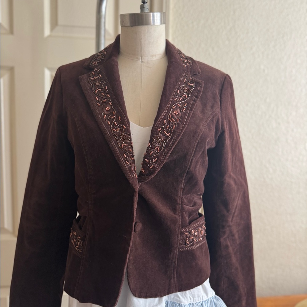 Embroidered Brown Women's Jacket